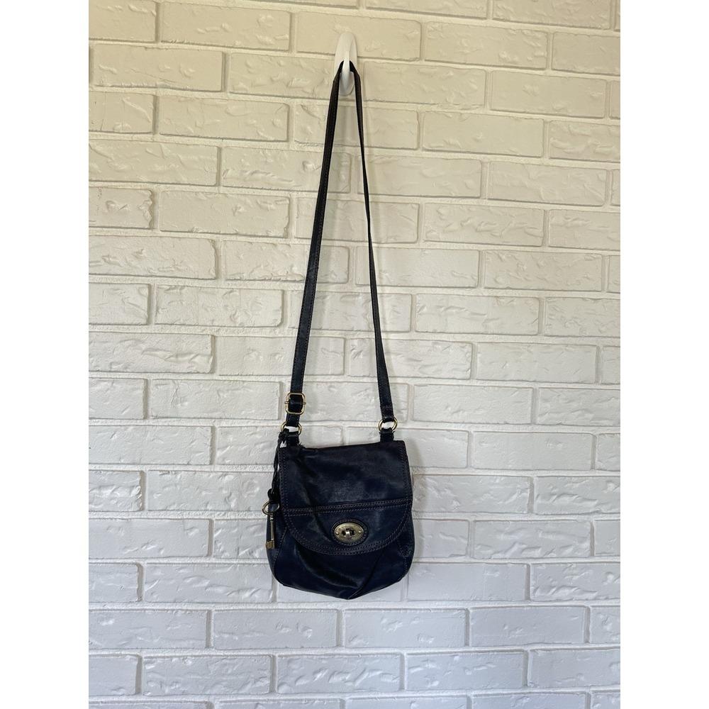 Vintage Fossil ZB5057 Flap OrganizerBlack Shoulder Lamb Leather Handbag‎ 10x9.5"